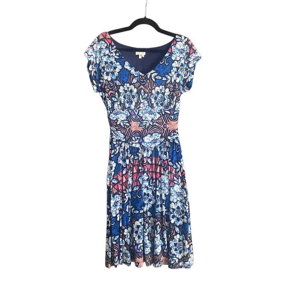 Anthropologie MEADOW RUE Batik Gardenia Floral Rayon Jersey Dress S Like new - Picture 3 of 10